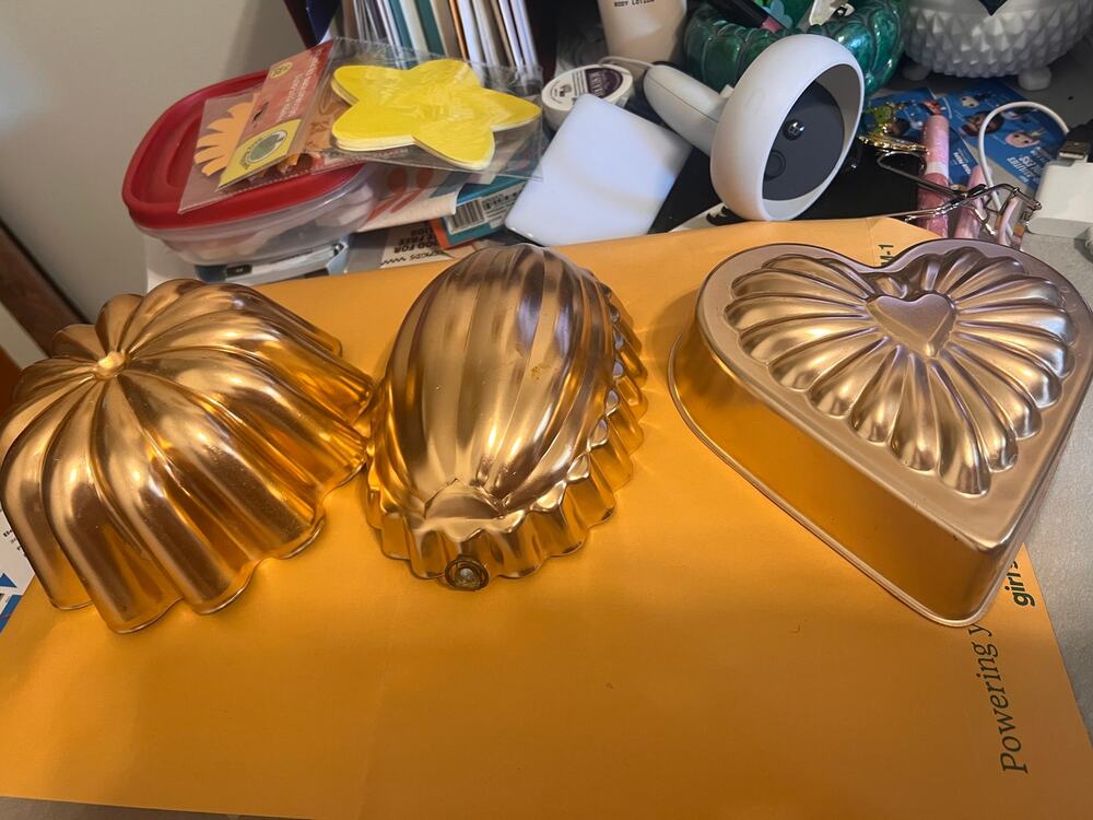 VTG Copper Tone Aluminum Gelatin Jello Molds Hanging Wall Décor - Lot of 3